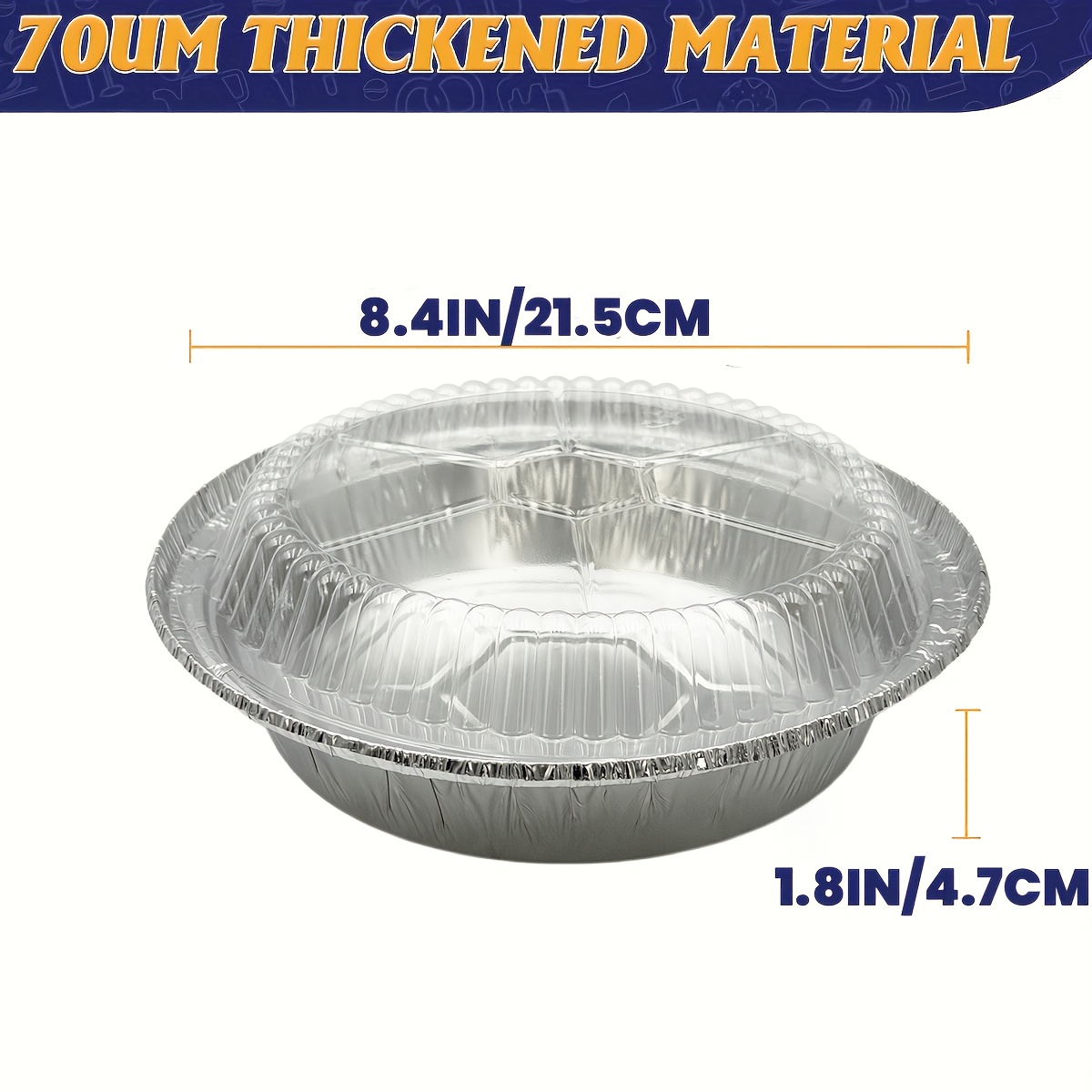 TEMU 50 Pack 8 Inch Round Aluminum Pans With Plastic Lids Disposable Foil Pans Tin Tray For Baking, Cooking, Heating, Prepping Food