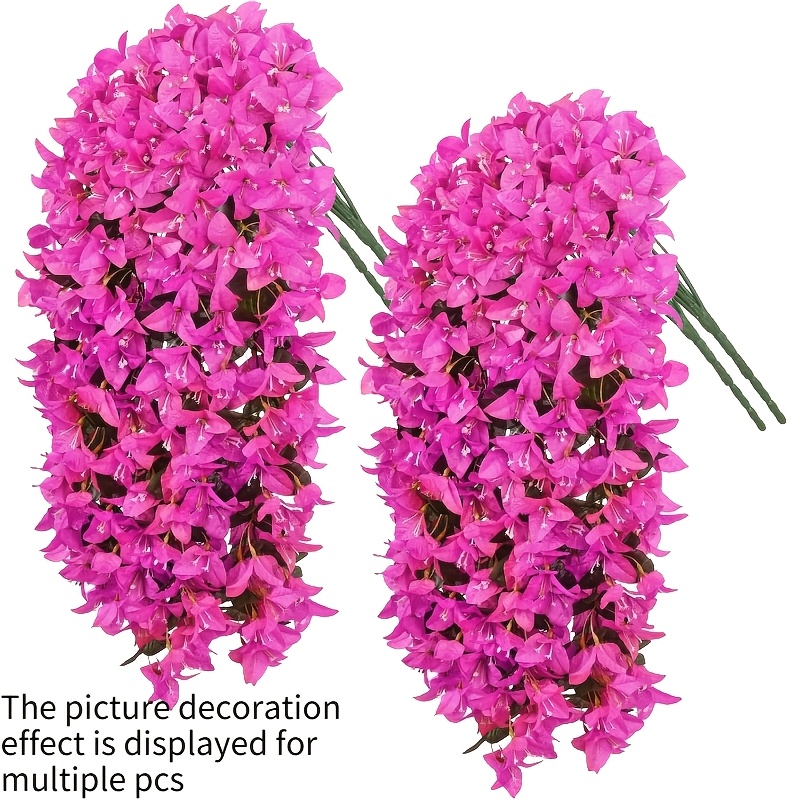 Image of 4pcs Anti-uv Outdoor Artificial Flowers, Realistic Bougainvillea, Fake Hanging Plants, Garden Porch Terrace Balcony Decor (white, Purple-red, Red)