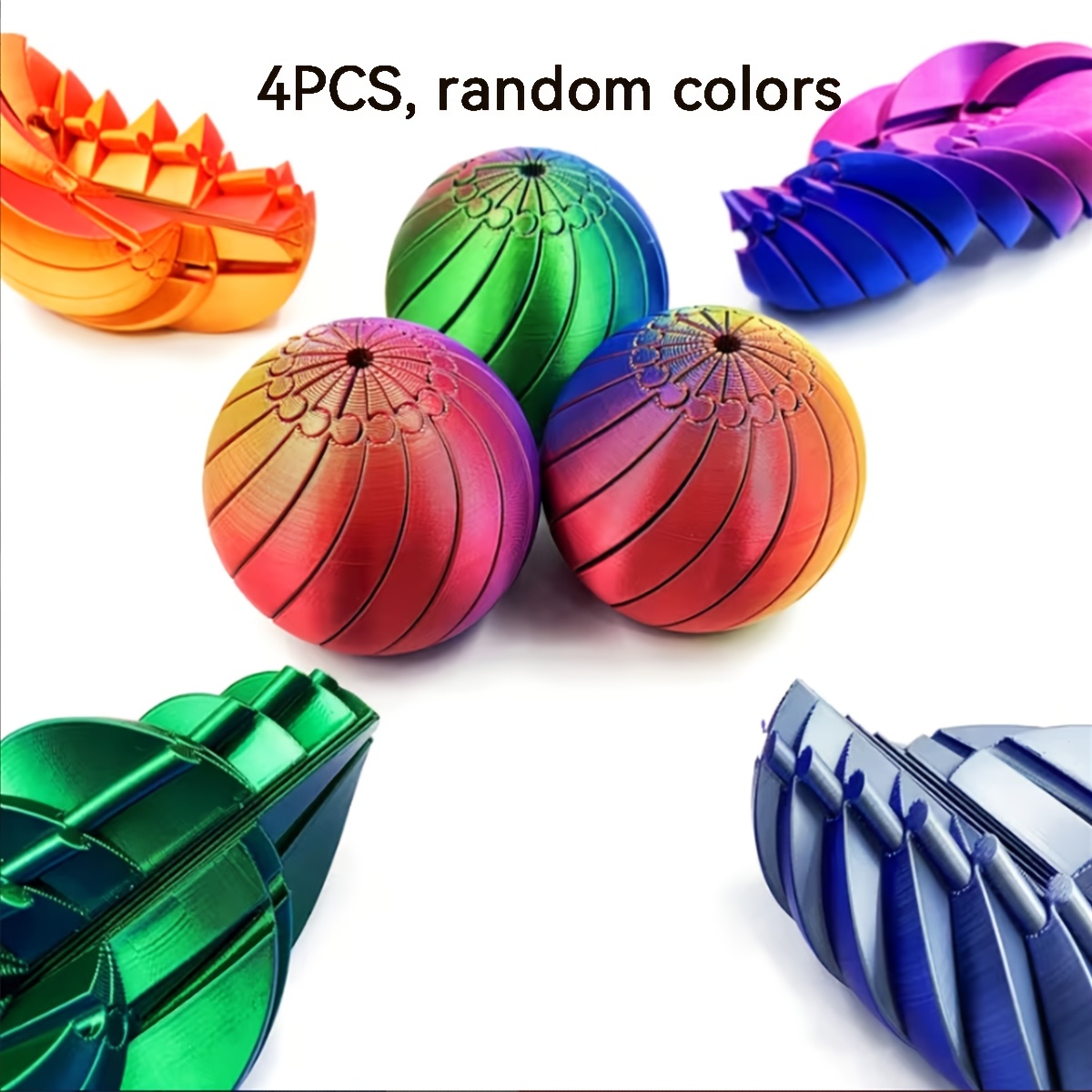 TEMU 4pcs Random Color, 3d Printed Slime Deformation Ball Statue Ornament, Suitable For Home Decoration, Holiday Decoration, Holiday Gifts, Birthday