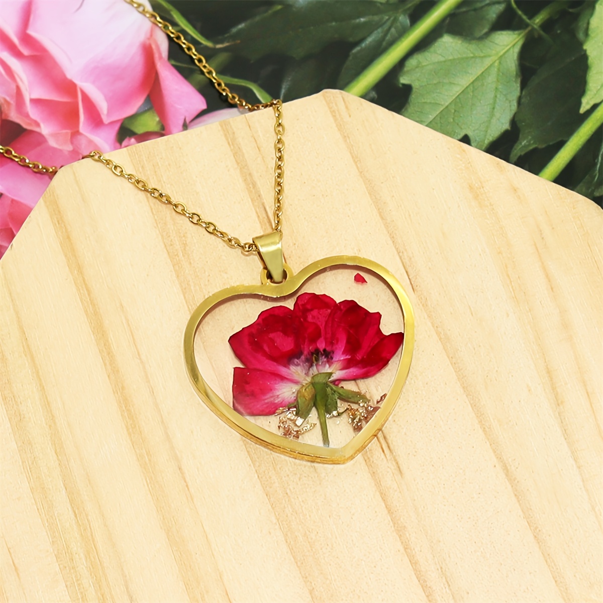 Gladiolus Heart Pendant Necklace