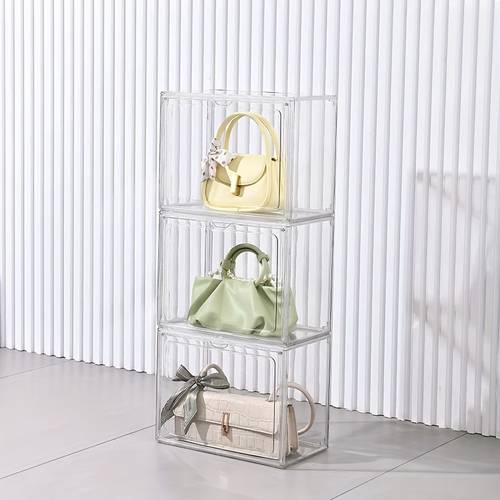 1/3/10pcs Acrylic Display Case, Transparent PET Storage Box, Modern Style Organizer For Handbags, Cosmetics, Skincare Products, Stackable And Clear For Shelf And Counter Display