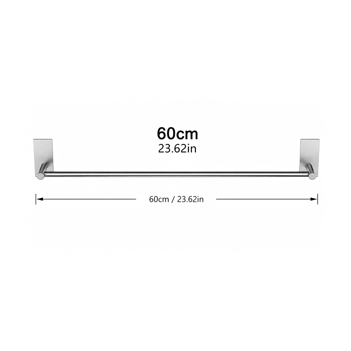 TEMU Barre à serviettes auto-adhésive en acier inoxydable perçage, 40 cm/60 cm, support mural pour serviettes, utilisation multi-scènes dans de bain