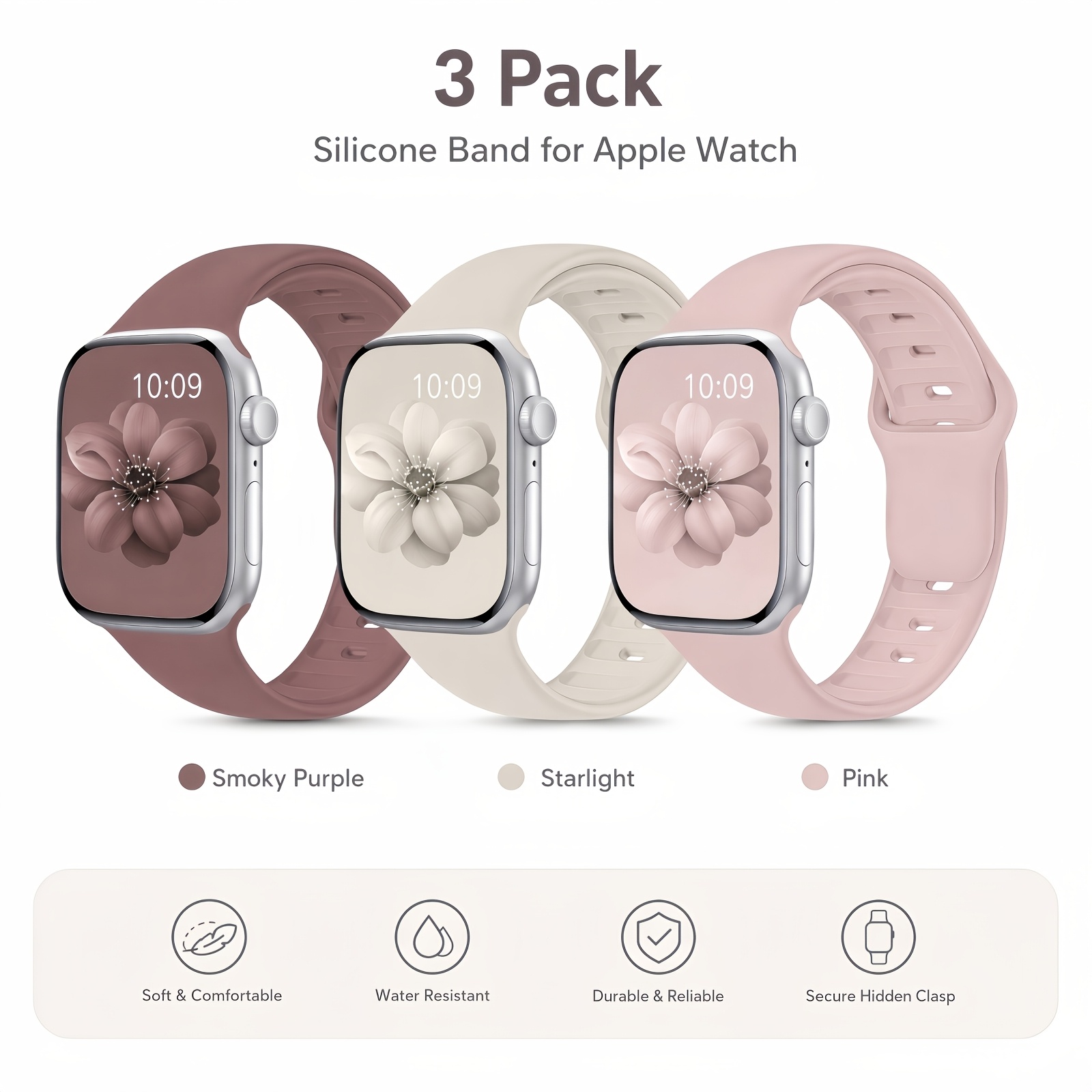 TEMU 3 Waterproof Fitness Watch Bands, Suitable For Swimming – Trendy And -garde Straps, Compatible With Watch Series 11/10/9/8/7/6/se/se2/se3 Ultra
