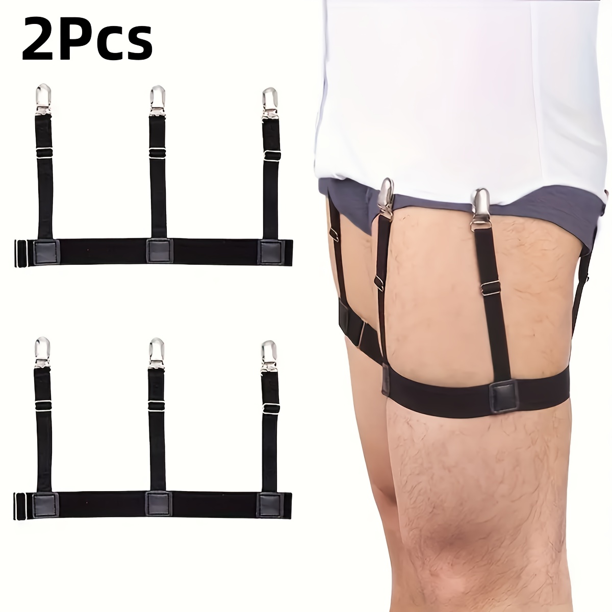 1/2/4pcs Unisex Adjustable Shirt Stays - Fashionable Black With Non-slip Metal Clips, Durable And Wrinkle-resistant, Women's Shirt Clips, Dress Shirt Straps, And Anti-slip Shirt Clips