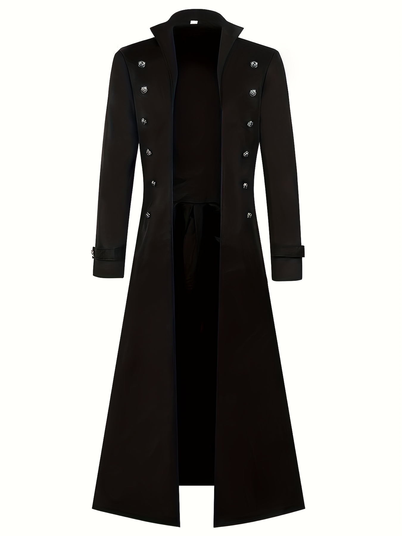 mens steampunk gothic coat long black jacket with metallic buttons