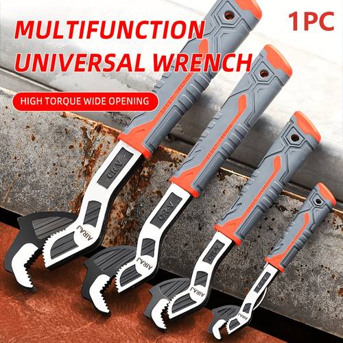 item picture 1pc multi function self locking wrench self adjusting tube wrench 6 8 10 12 inch self locking wear resistant anti slip handle chromium vanadium alloy steel