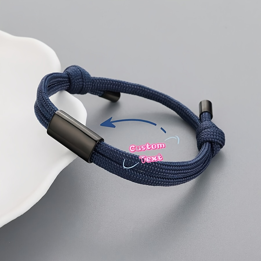 TEMU Bracelete Personalizado - Pulsera Tejida con Texto Grabado a Láser, Regalo Ideal Sencillo y Elegante