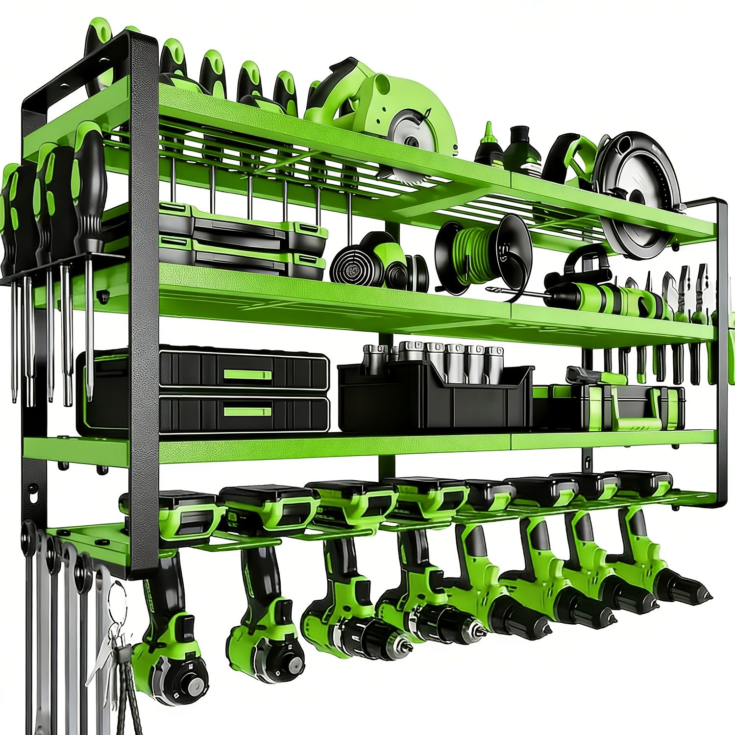Wall-Mounted Electric Tool Organizer, 4-Tier Wireless Tool Storage with 8 Drill Bit Holders, Practical Garage Rack, Gift for Men, Boyfriends, Husbands, and Partners - Valentine's Day Gifts, Storage Racks 14 Wall-Mounted Electric Tool Organizer, 4-Tier Wireless Tool Storage with 8 Drill Bit Holders, Practical Garage Rack, Gift for Men, Boyfriends, Husbands, and Partners - Valentine's Day Gifts, Storage Racks