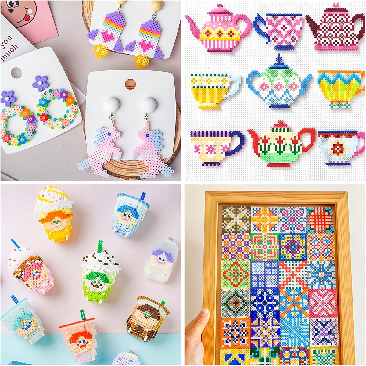 24 48 72 96 color fuse bead set 2 6mm multi color fuse bead filling bag diy handcrafted fuse bead set with lanyard keychain square nail board storage box tweezers birthday graduation valentines day easter gift Product details 3