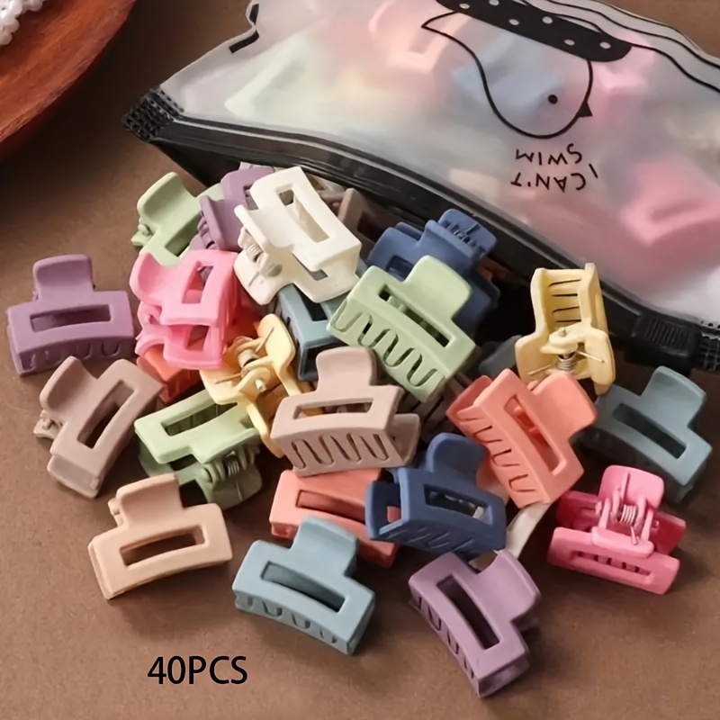 

40pcs Women's Multi-color 2cm Mini Bangs Clip Set Candy Color Cute Simple Geometric Hollow-out Hair Clip