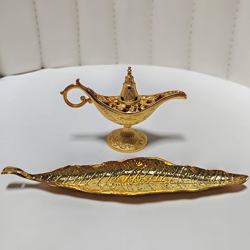 Image of [2pcs Set]retro Lamp Incense Holder-leaf-shaped Incense Holder-fragrance- Home Decor For -yoga-meditation. Suitable For Spiritual Practitioners-yoga Practitioners, To Decorate Spaces, Incense Holder
