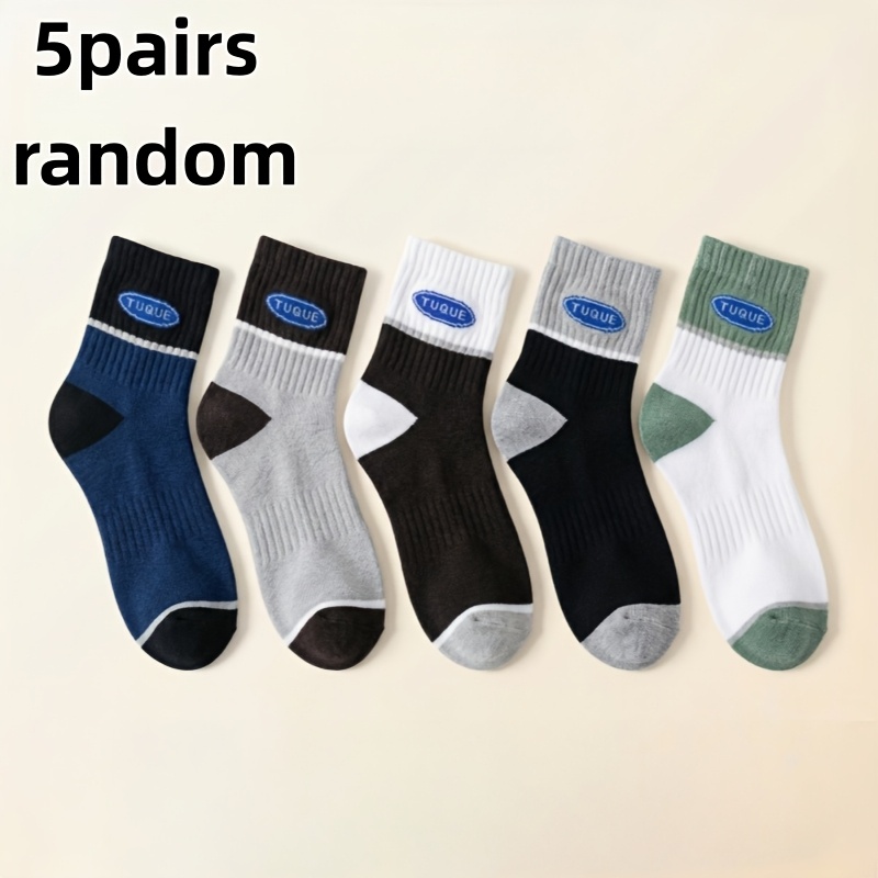 TEMU 5 Pairs Unisex Mid-calf Socks, Breathable And Non-slip, Warm And Comfortable, , Lightweight And Translucent, Random Colors
