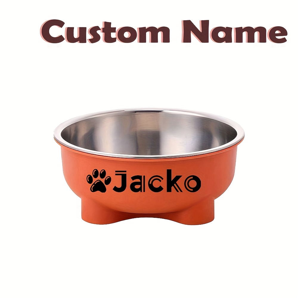 TEMU Customizable Plastic Pet Bowl With Personalized Name, Suitable For Dogs And Cats, Detachable Stainless For , Keepsake Gift
