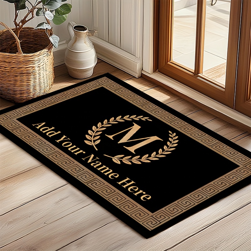 

Personalized Monogram Welcome Doormat, 1pc, Custom Family Name Rug, Polyester 100%, Anti-slip Silica Gel, Machine Washable, Soft & , Ideal For Home Decor & Housewarming Gift