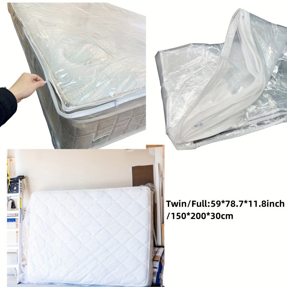 Image of Extra-durable Mattress Protector Bag With Zippers For Moving And Storage - Fits Twin/full/queen/king Beds, 4 Mil Thick, Tear And Puncture Resistant, Heavy-duty Cover For Long- Use