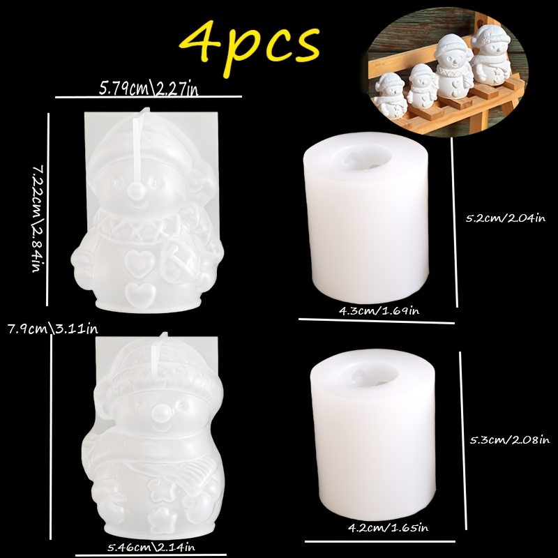 TEMU Set de 4 moules en silicone 3D de neige, bougie parfumée de Noël à soi-, ornements en plâtre, moules pour artisanat en résine, 3D, textures