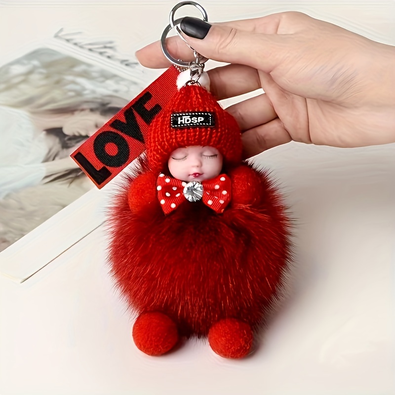 Carino Grande Occhio Doll Portachiavi Creativo Fox Fur Doll - Temu Italy
