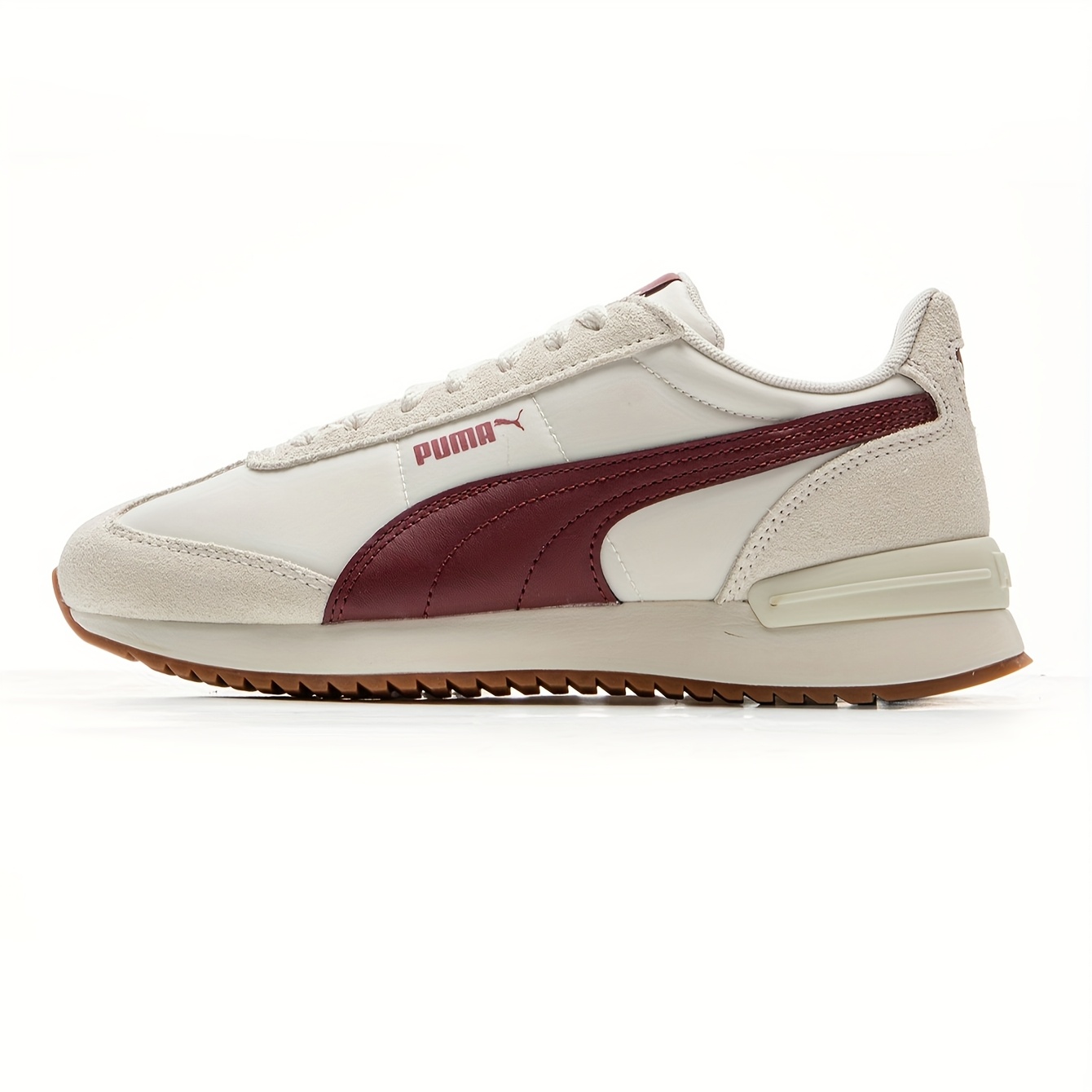 TEMU Unisex R78 Sneakers - Breathable Synthetic Upper, Stabilizing Support, Rubber Sole, & Burgundy Accents, Casual Shoes For , Ladies Sneakers,