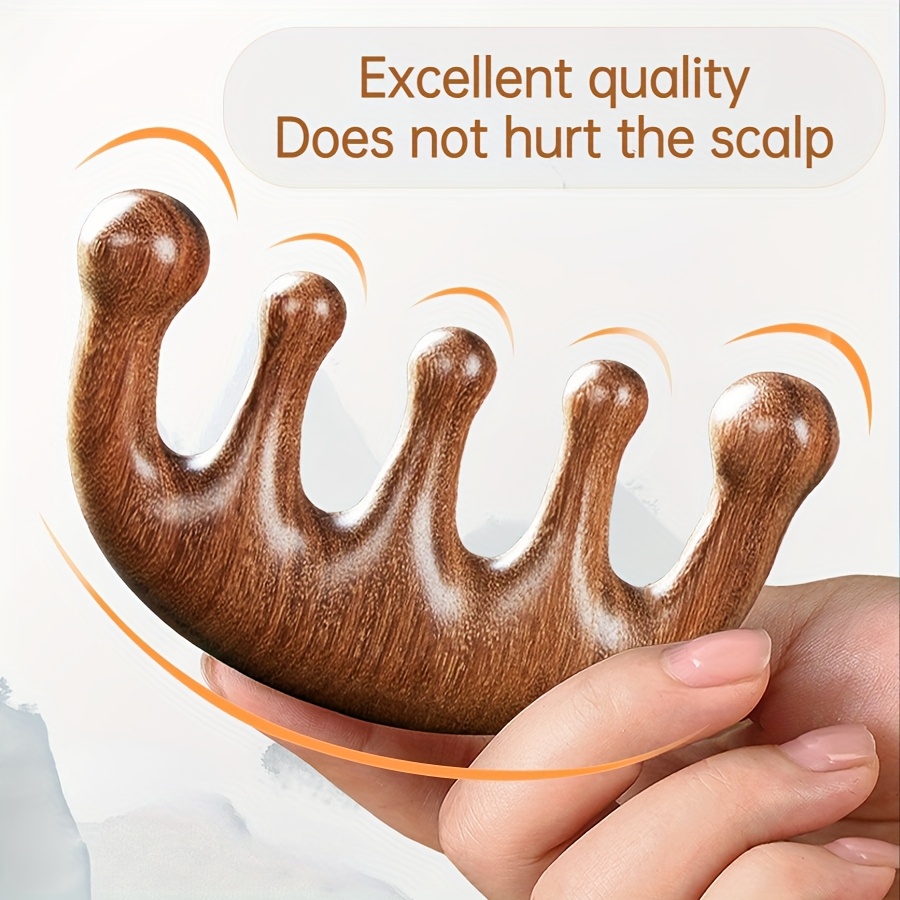 Peine de masaje de sándalo natural, ideal para masajear el cuero cabelludo, nutrir el cabello y el cuidado capilar, relajar la mente. Perfecto para uso personal o como regalo para amigos