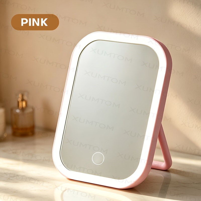 TEMU Led Makeup Mirror, Foldable Mirror, (warm Light/white Light/) 3- Adjustable Brightness, Dressing Table Lighting Portable Folding Touch, Women's
