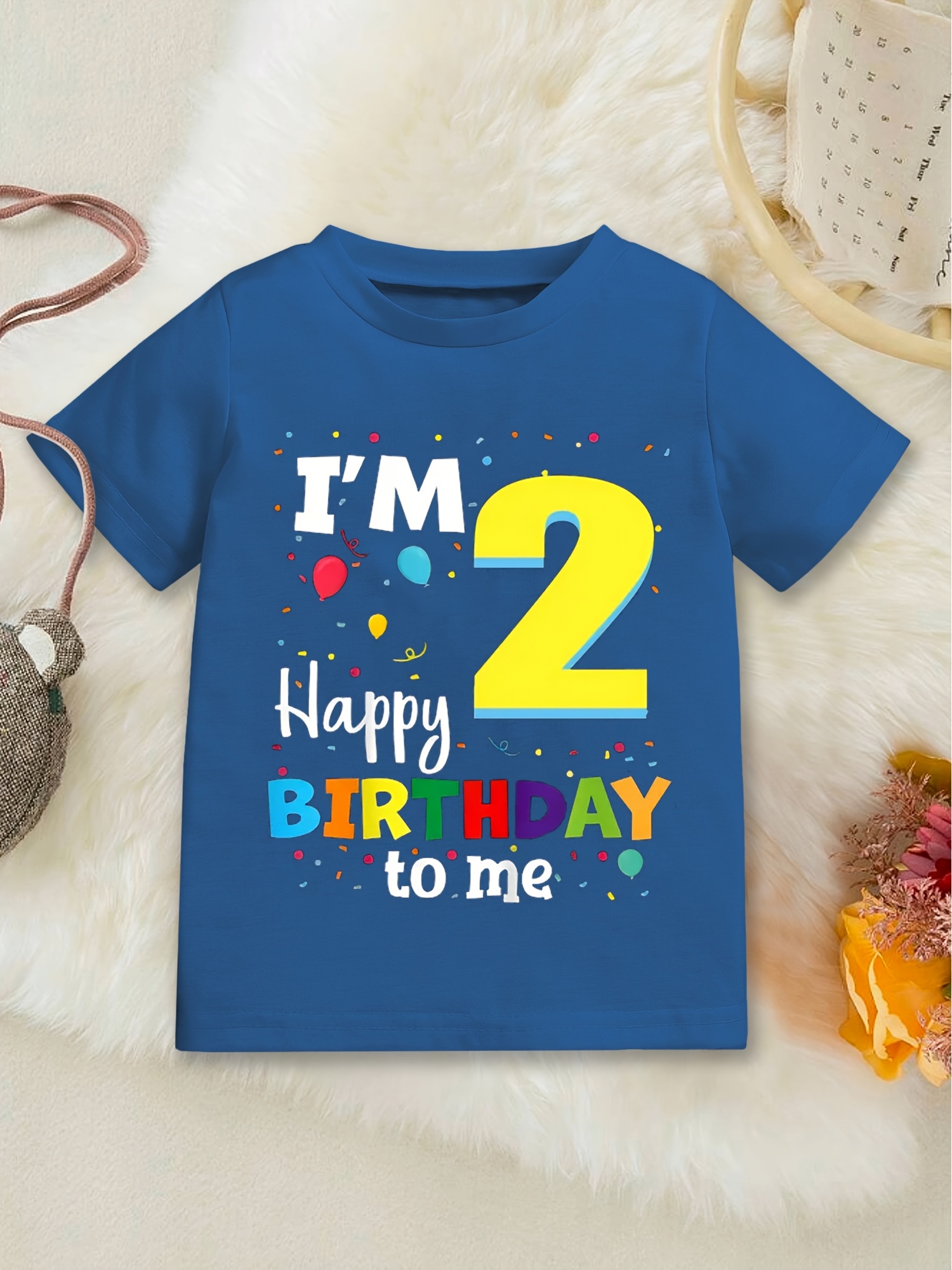 design de aniversário de 2  ,   de   de   moderno, estampa de     e decote  , roupa casual de verão para crianças, confortável e   para  s, top moderno de  ,   de verão, casual e  .