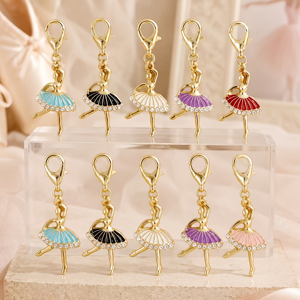 TEMU Set di 10 portachiavi a forma di ballerina, regalo di compleanno per donne, accessorio ciondolo multifunzionale per borsa