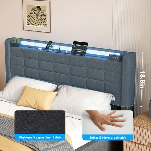upholstered bed frame with hydraulic lift drawers 5ft queen size bed frame with led lighting linen functional ottoman storage bed grey