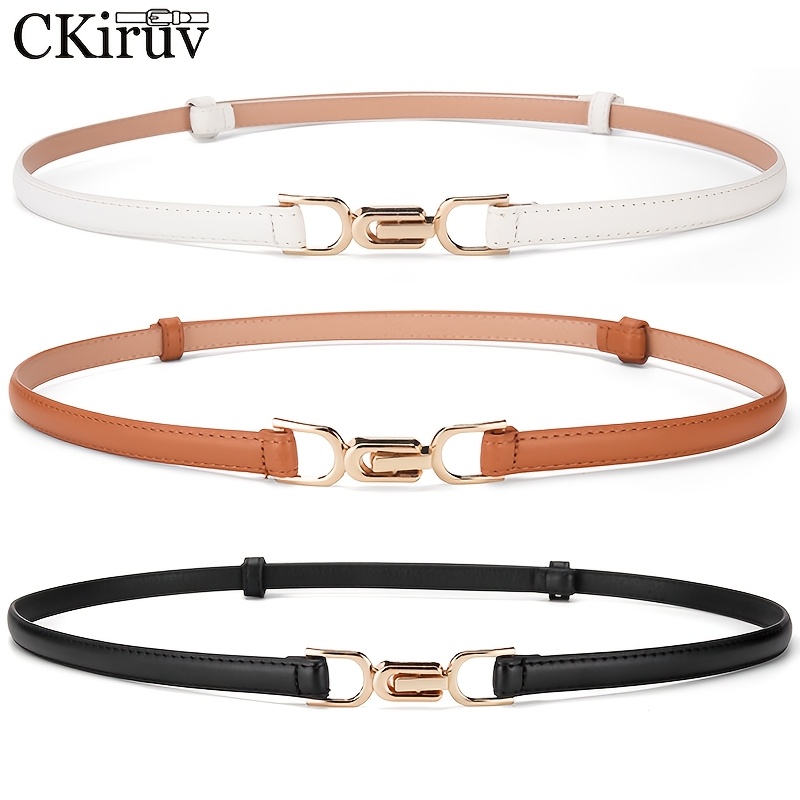 TEMU 3pcs Women's Slim , Adjustable Pu Belt, , Simple Multifunctional Design, Suitable For Dresses, Jeans, And Daily Wear
