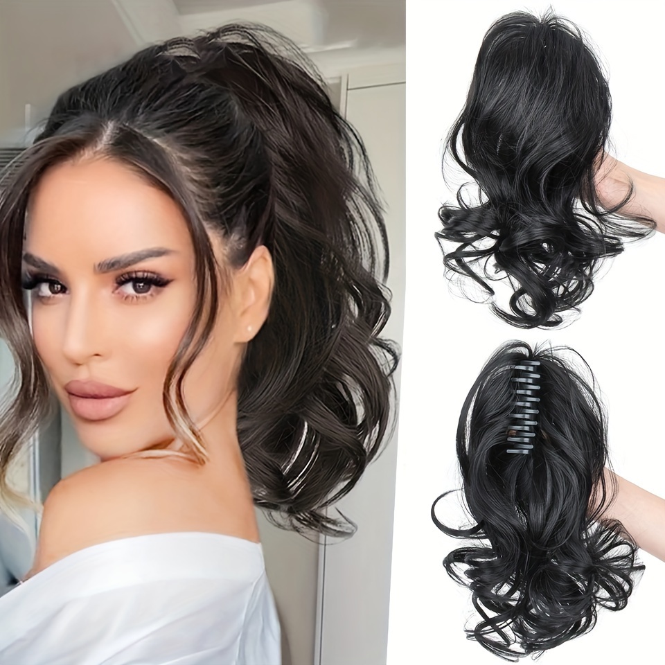 

Synthetic Ponytail Claw Clip Ponytail Extensions Short Curly Ponytail Ladies Ponytail Black Hair Clip