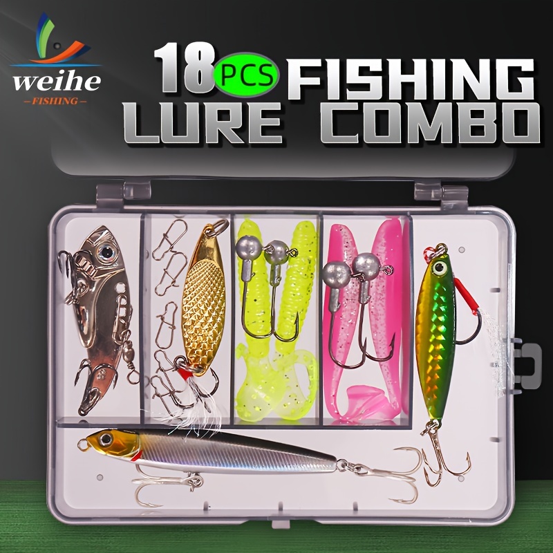 Fishing Combo Mini Soft Lure Jig Hooks Fishing Set Fishing - Temu