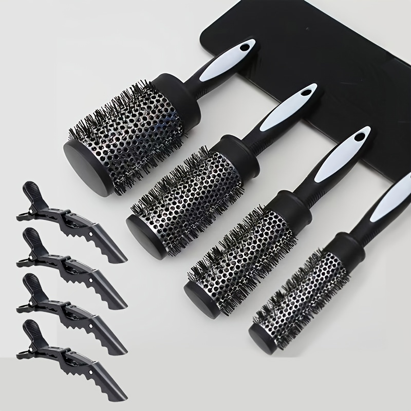E-shop 8-teiliges/Styling-Tool-Set - Friseur Styling Nylonborsten Kamm Rundes Lockenstab Bürste Wärmeleitende Aluminiumrohr Kamm Pony Friseurwerkzeuge,