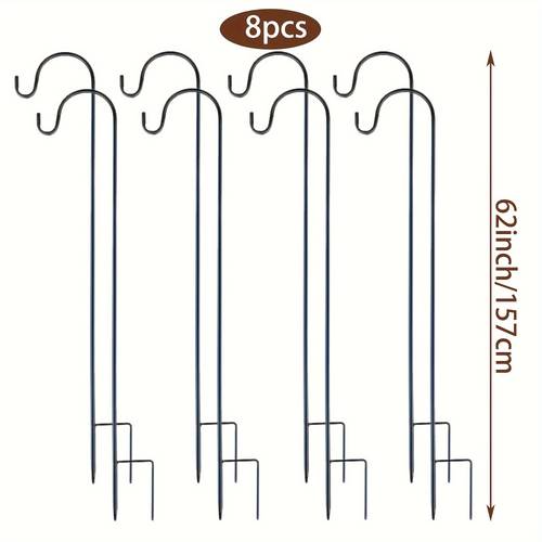pack of 4 6 or 8 shepherd hooks 31 47 63 inch adjustable metal garden stakes for hanging lanterns bird feeders plants solar lights height adjustable shepherds hook trellis for outdoor d cor