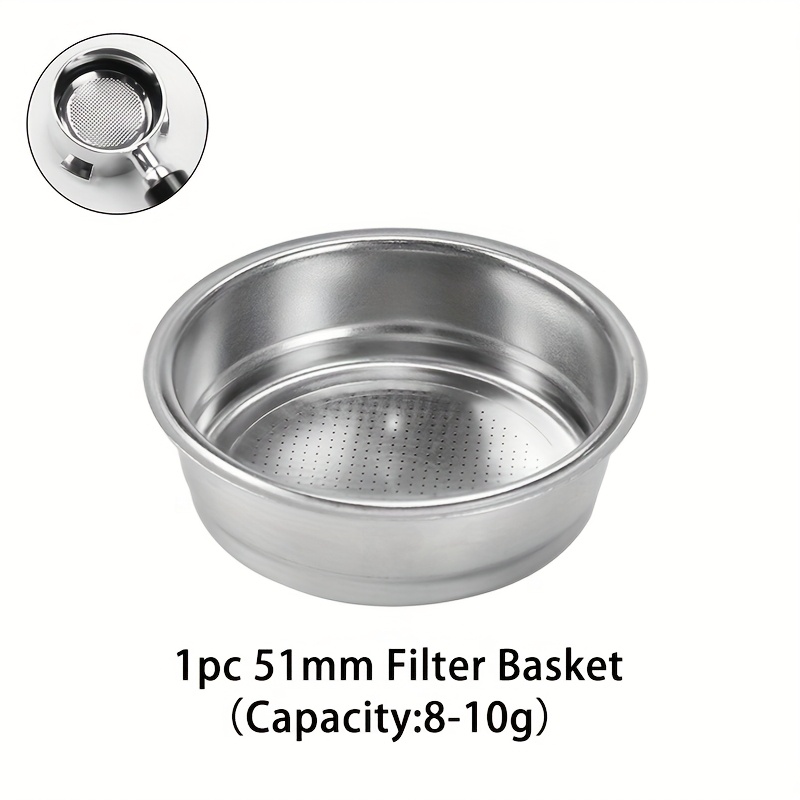Image of 1pc Coffee Filter Basket Espresso 51mm Non Pressurized Filter Cup Stainless Steel For Delonghi Portafilter 1-cup 2-cups 4-cups Blind Machine Additions Barista Tools