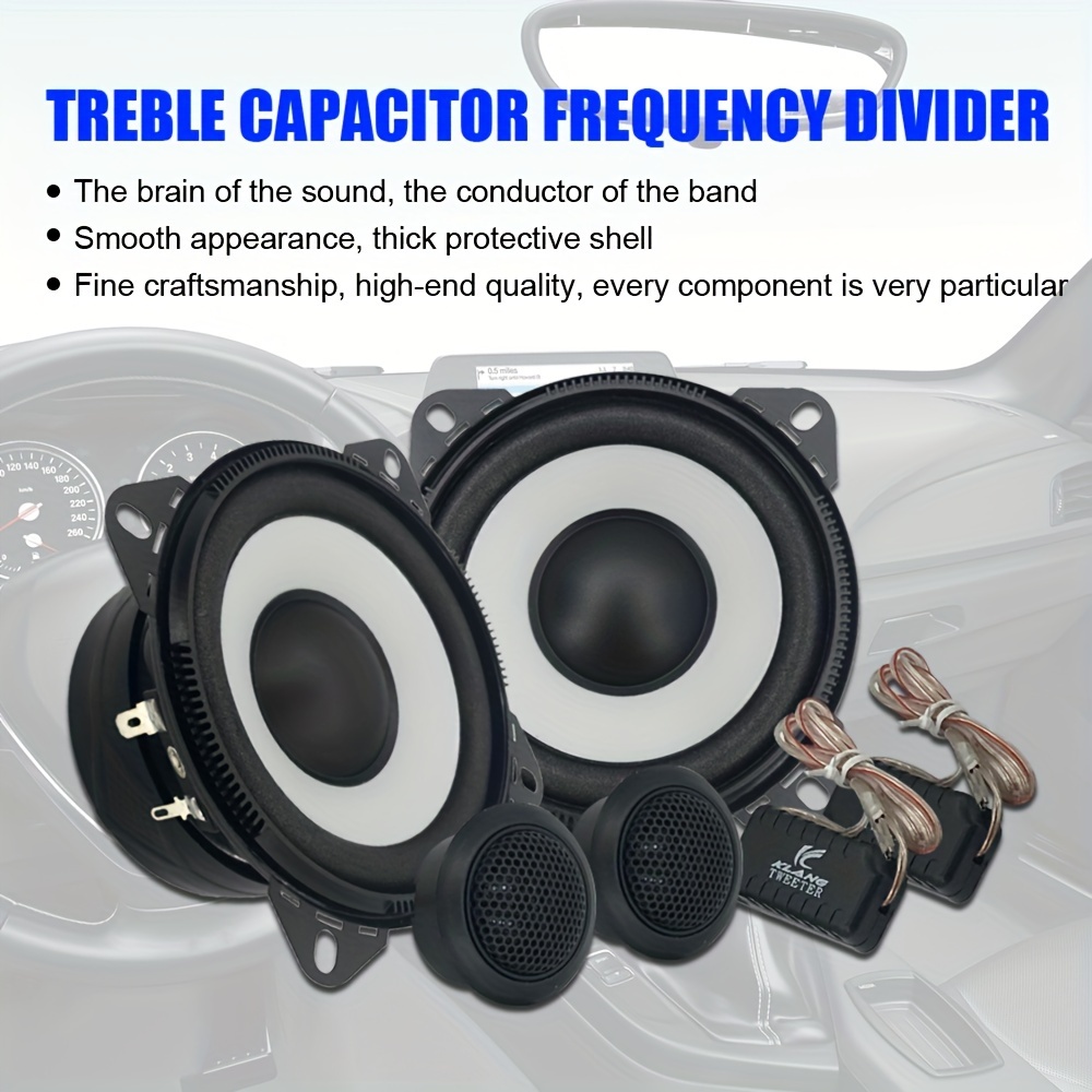4 inch coaxial car speaker set 2 way high fidelity   system with dust covers and audio cables max 300w 30w rms non wired 36v operation room electrical compatible speaker kit with 2 tweeters