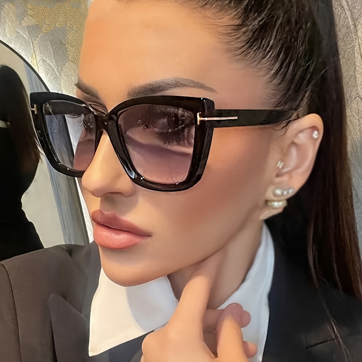 

Large Cat Eye Sunglasses For Women Men Gradient Lens Fashion Anti Glare Sun Shades For Vacation Beach Party