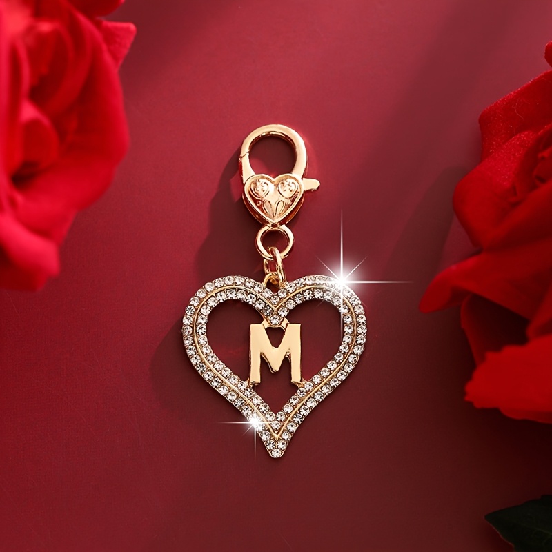 TEMU 1pc Of Fashionable European And American Valentine's Day English Alphabet Element Heart-shaped Keychain Bag Pendant Decorations, Very Suitable