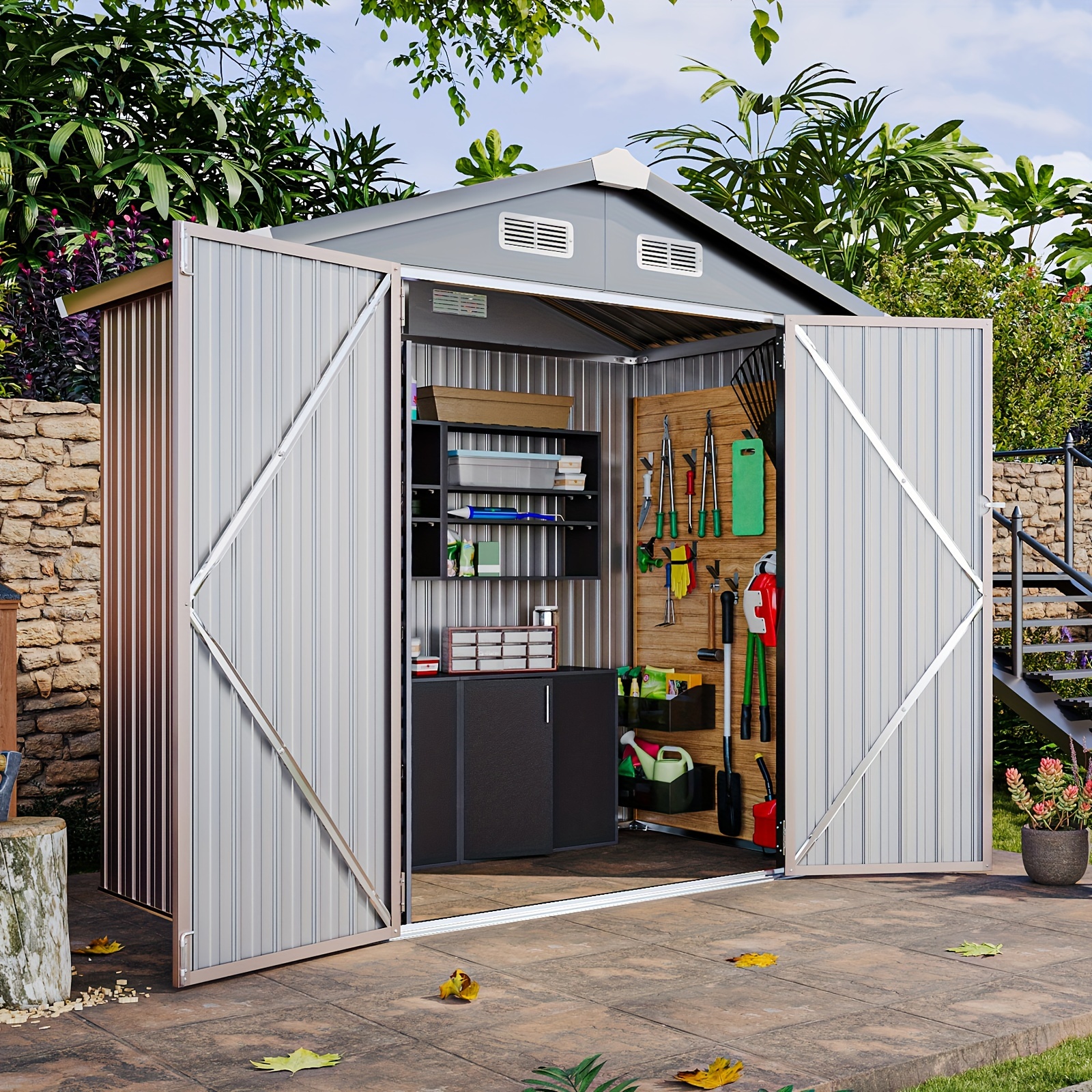 

6.3 X 4.2 Ft. Outdoor Metal Storage Shed With Lock For Backyard, Garden