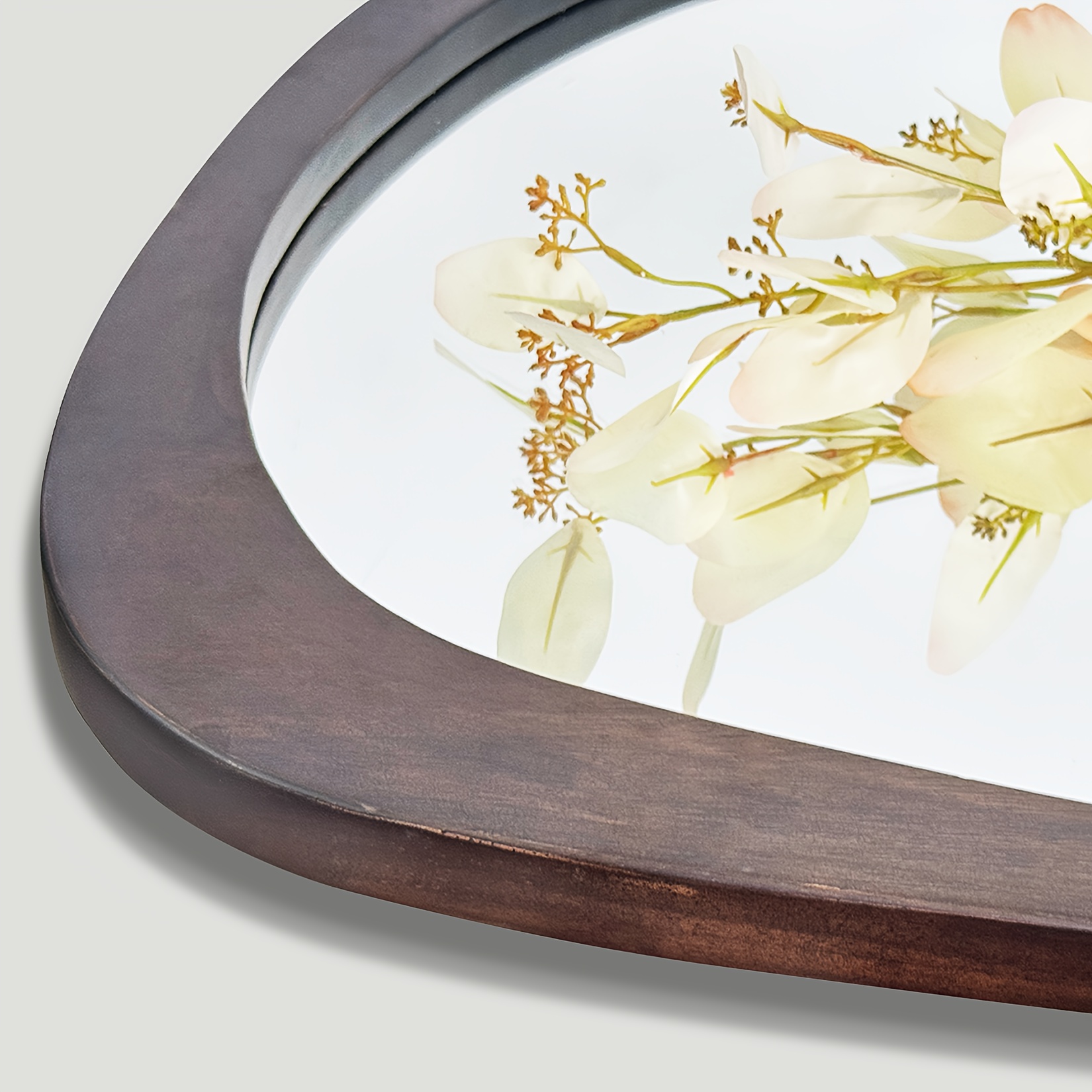 Vintage Asymmetrical Wall Mirror 70×50cm - Irregular Solid Wood Frame, Classic Wall-Mounted HD Makeup Mirror Home Decoration, Vertical/Horizontal, Ideal for Bedroom, Living Room, Entryway Decor, Wall Decor, Formaldehyde-free