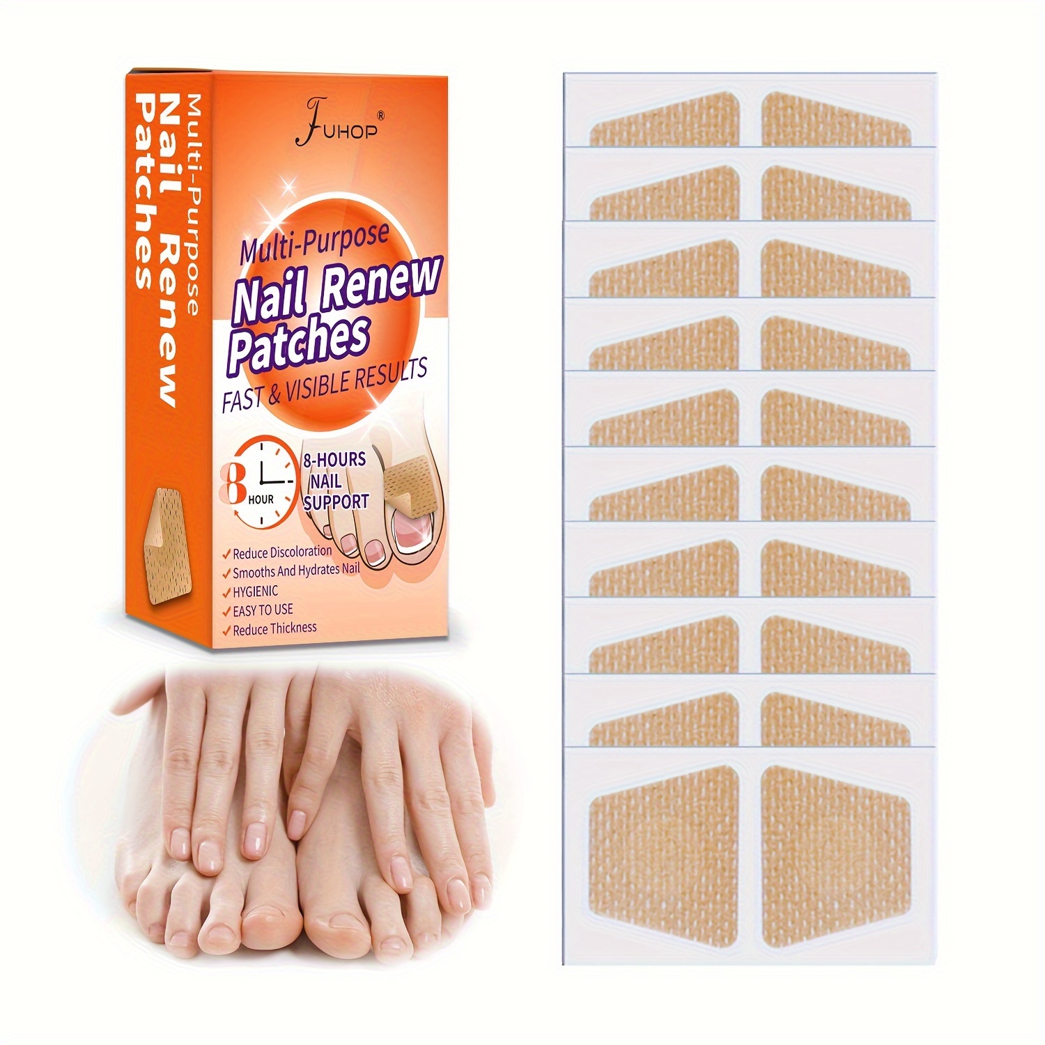 

Lot De 64 Patchs De Renouvellement Des Ongles, Améliore L'apparence Des Ongles, Renforce Les Ongles, Réduit La Décoloration Et L'épaisseur, Patchs Pour Ongles Abîmés, Décolorés Et Épais