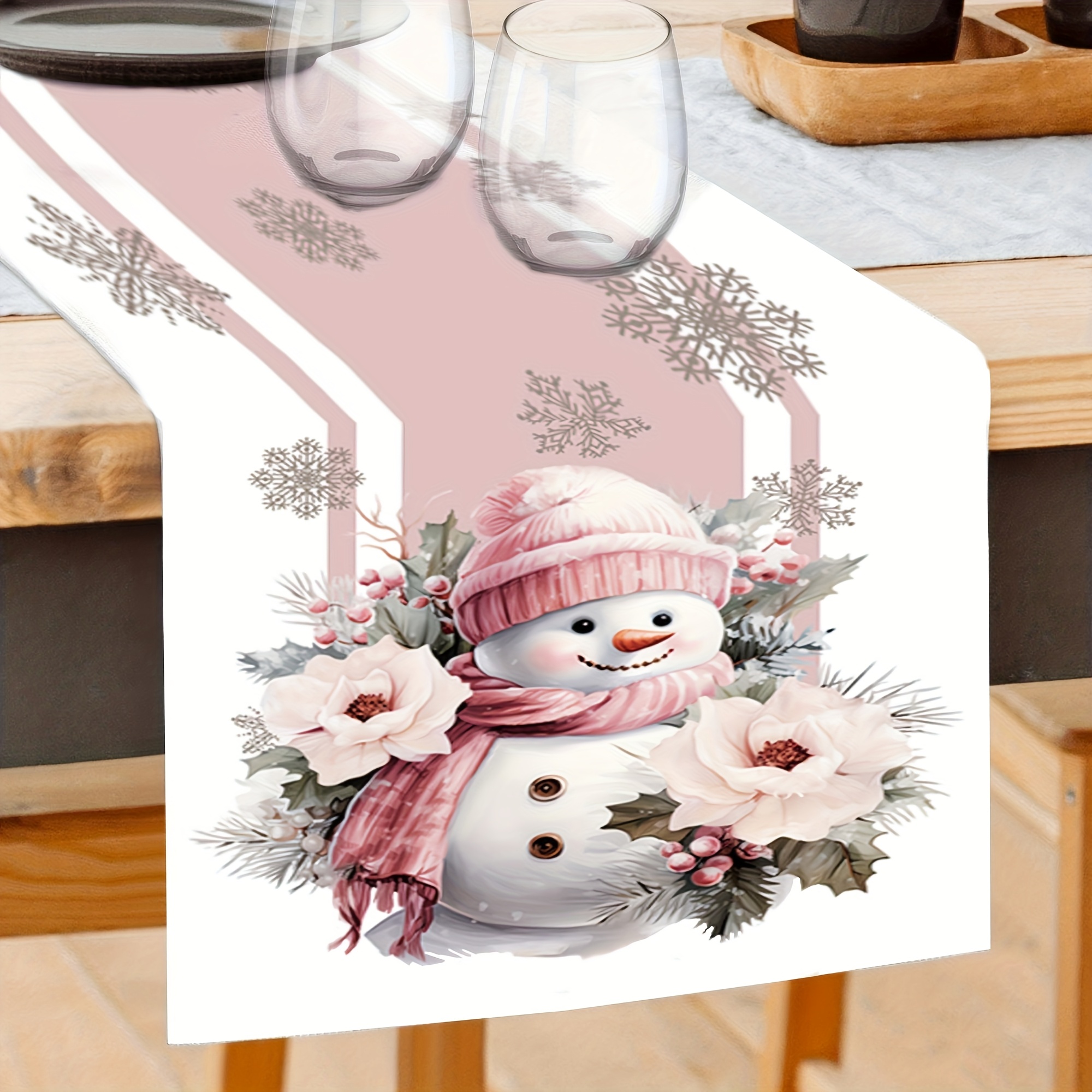 

1pc Table , Snowman And Christmas , Rectangular Table Decor For And , Wedding Decoration - Multiple