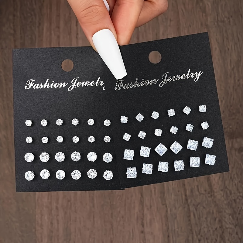 

Set Of 48pcs Of Stylish And Classic Earrings With Simple Style, Embedded With Rhinestones, Suitable For Daily Wear, Parties, And Gifts.