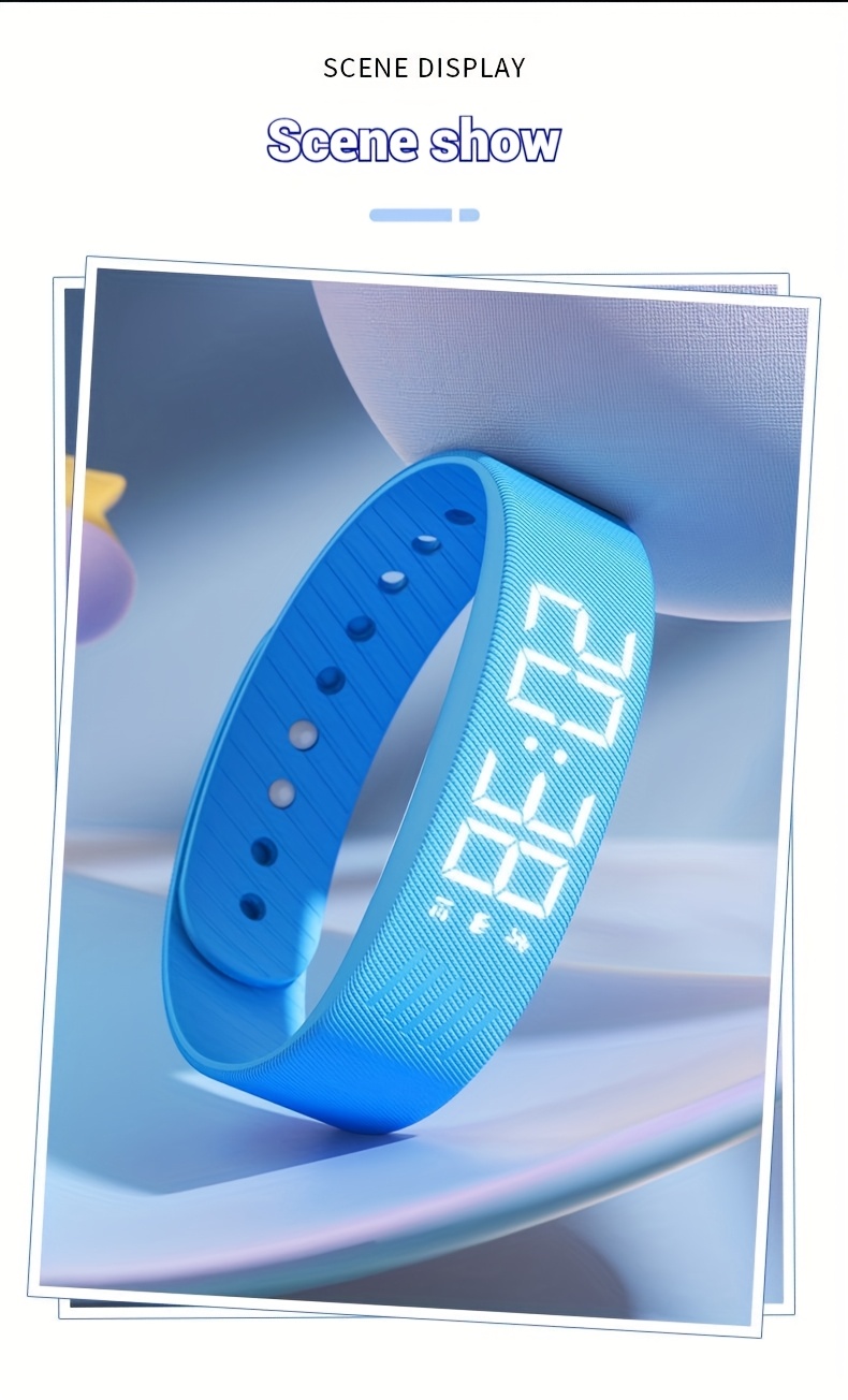 Montre Connectée Mince et Intelligente avec Compteur de Pas, Compteur de Calories & Réveil - Montre Numérique USB pour Étudiants, Podomètre, Chronomètre, Bracelet Souple (Compatible avec /, Non) - Idéale pour le Sport et le Quotidien