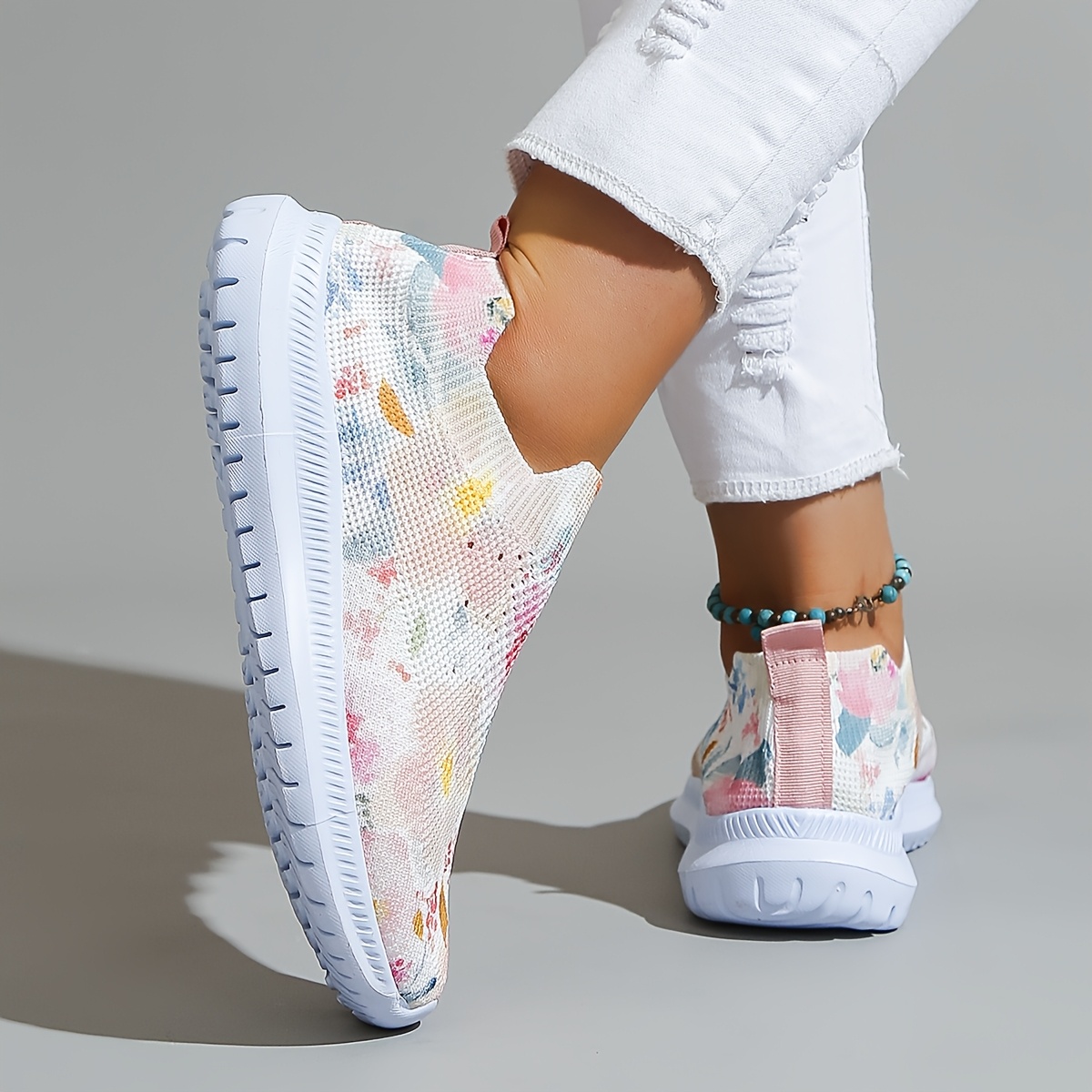 womens breathable floral sneakers lightweight eva sole - Temu display picture 1