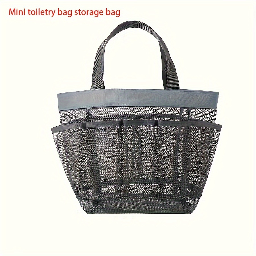 Image of 1pc Hollow-out Pocket Beach Bag, Mesh Fabric Shoulder Tote, Travel Toiletry Bag, Gym And Swimming Storage Pouch