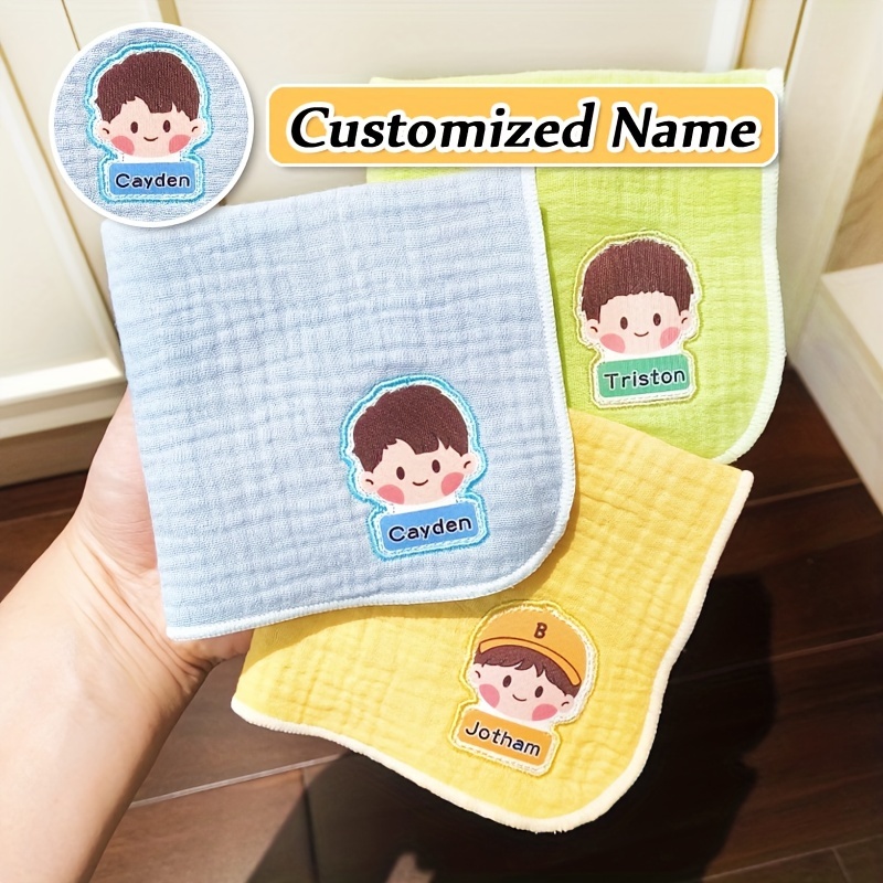 

3pcs Customized Cotton Gauze Towels, Cotton Handkerchiefs, Soft And Breathableabsorbent Cute Cartoon Face Towels