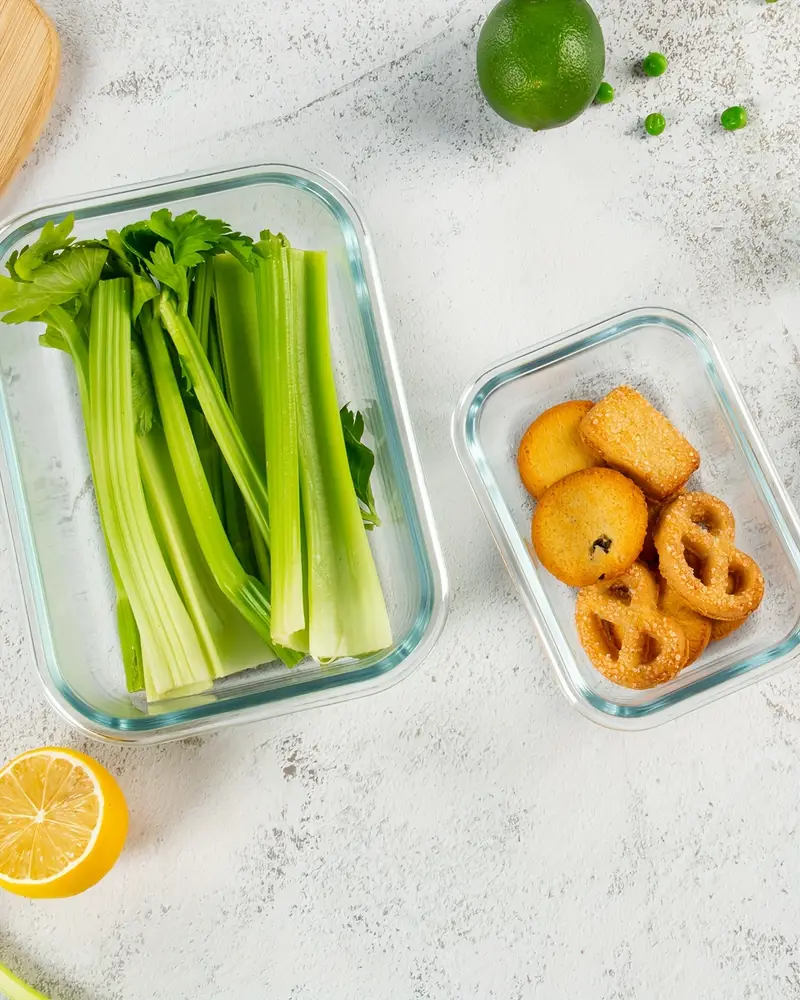 2pcs glass meal prep containers with airtight lids microwave oven and freezer safe transparent rectangular food storage boxes for prep and organized kitchen use Product details 6