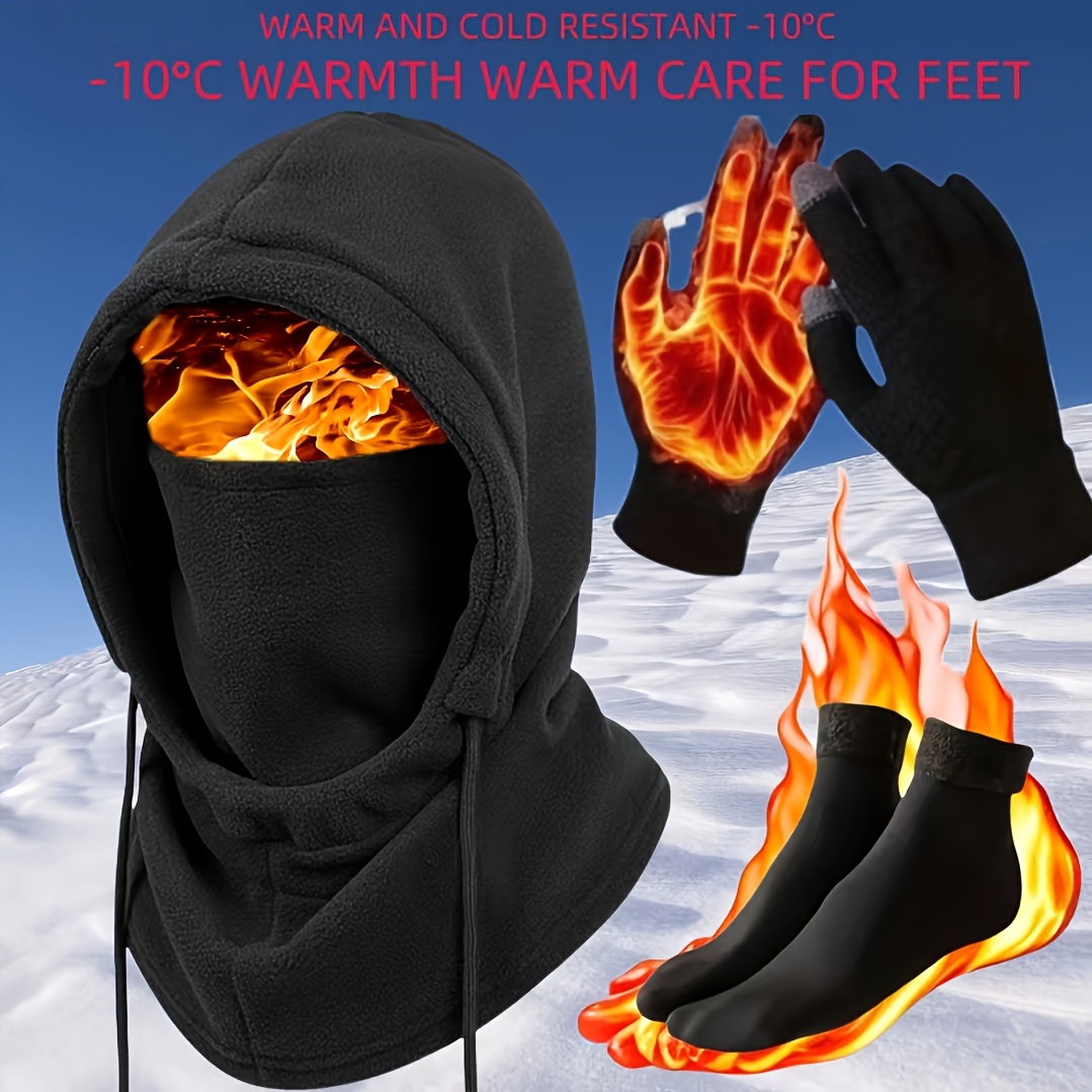 TEMU Herren Winter Warme Mütze 3-teiliges Set Verdickte Winddichte Kaltmütze Set Outdoor Wandern Sportmütze Optional Weihnachtsgeschenkbox