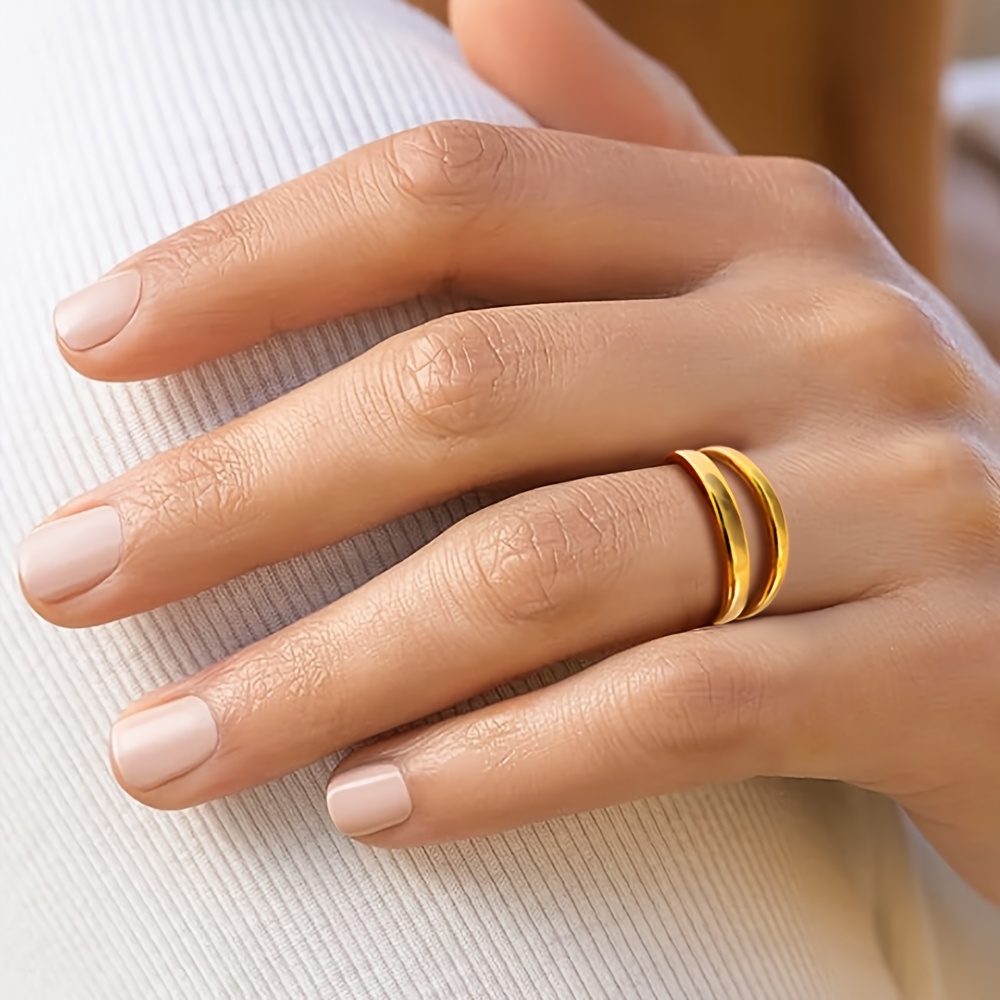 Double-Layer Interlocking Open Ring, Elegant Design