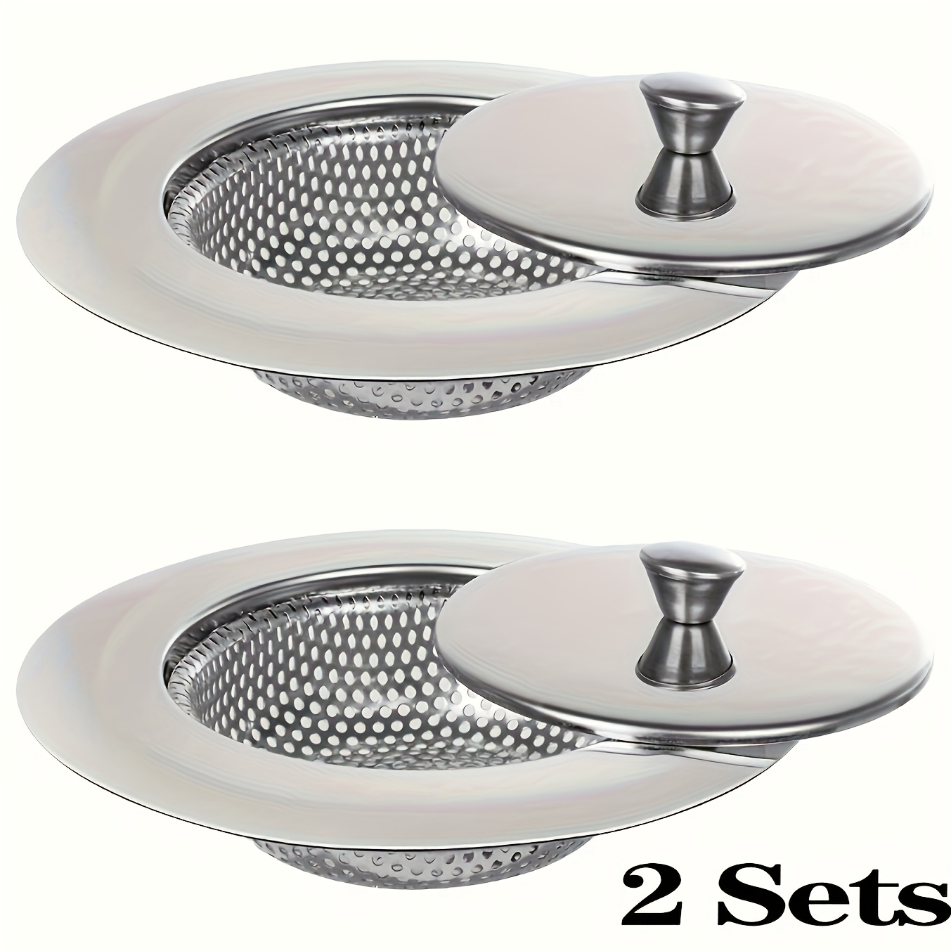 TEMU Set Of 2 304 Stainless Steel Filters For Kitchen Sinks, Designed With A User-friendly Mesh That Cleaning - Drainage Filters That Eliminate Odors