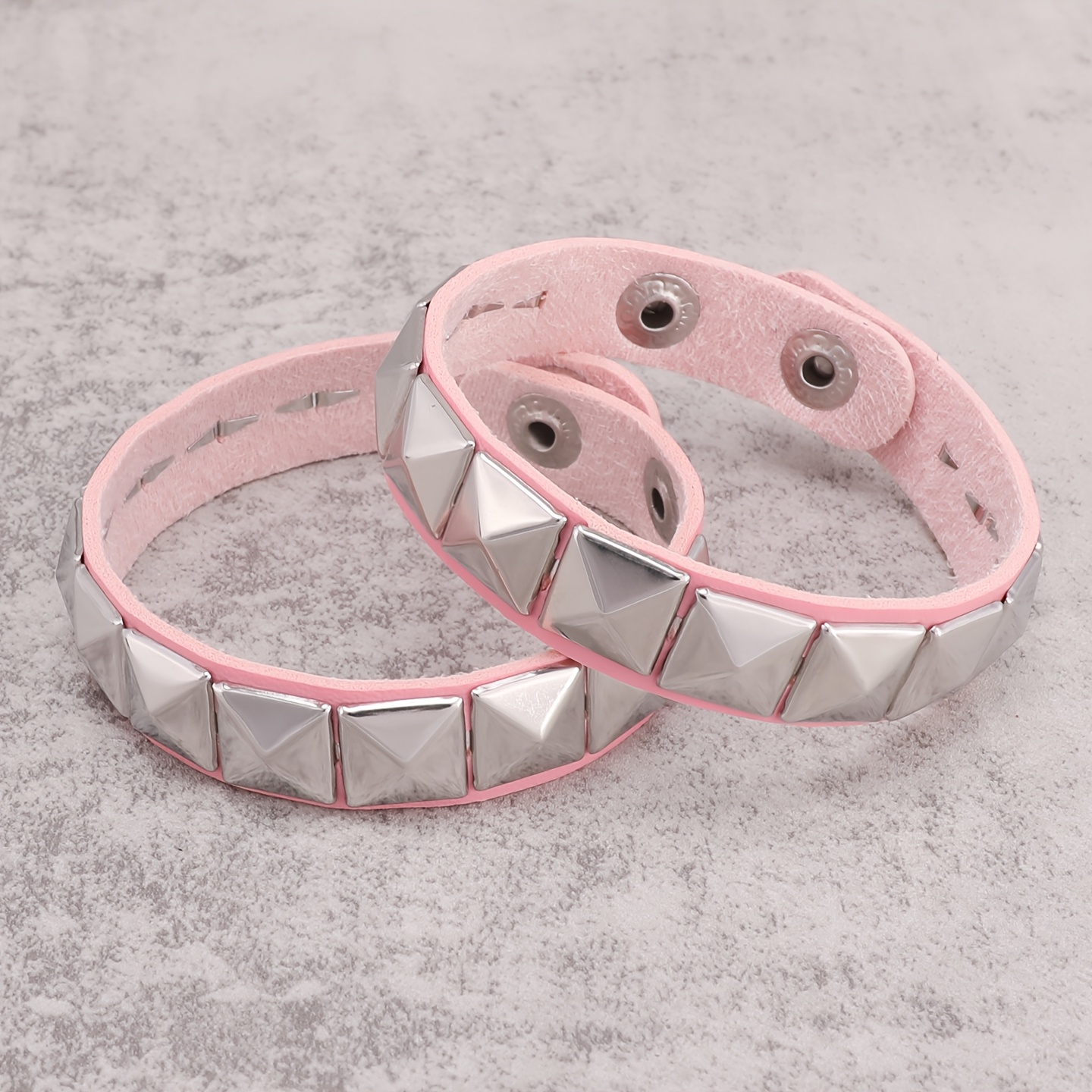 2pcs Gothic PU Cuff Bracelet Set, Y2K Street Rock Style